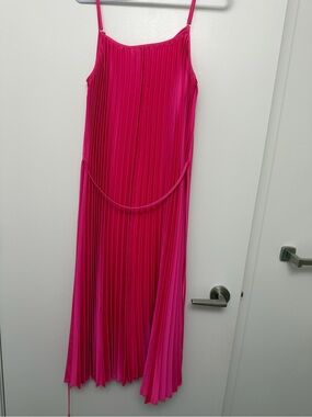 Sam Edelman Hot Pink Pleated Maxi Slip Dress